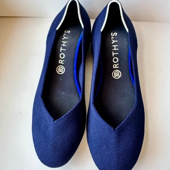 Rothy’s The Flat Round Toe Maritime Navy Slip On Knit Size 11 Ballet - Picture 3 of 12